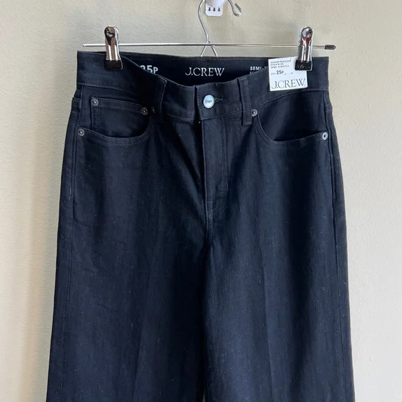 NWT J.Crew Black High-Rise Wide Leg Jeans Sz 25P - Picture 4 of 13